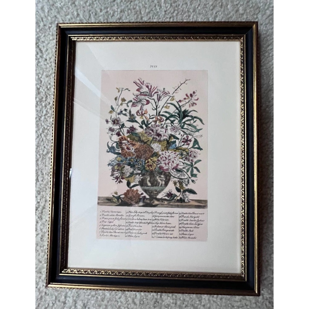 Vintage Print of Pieter Casteels/Furber "July" Flower Bouquet